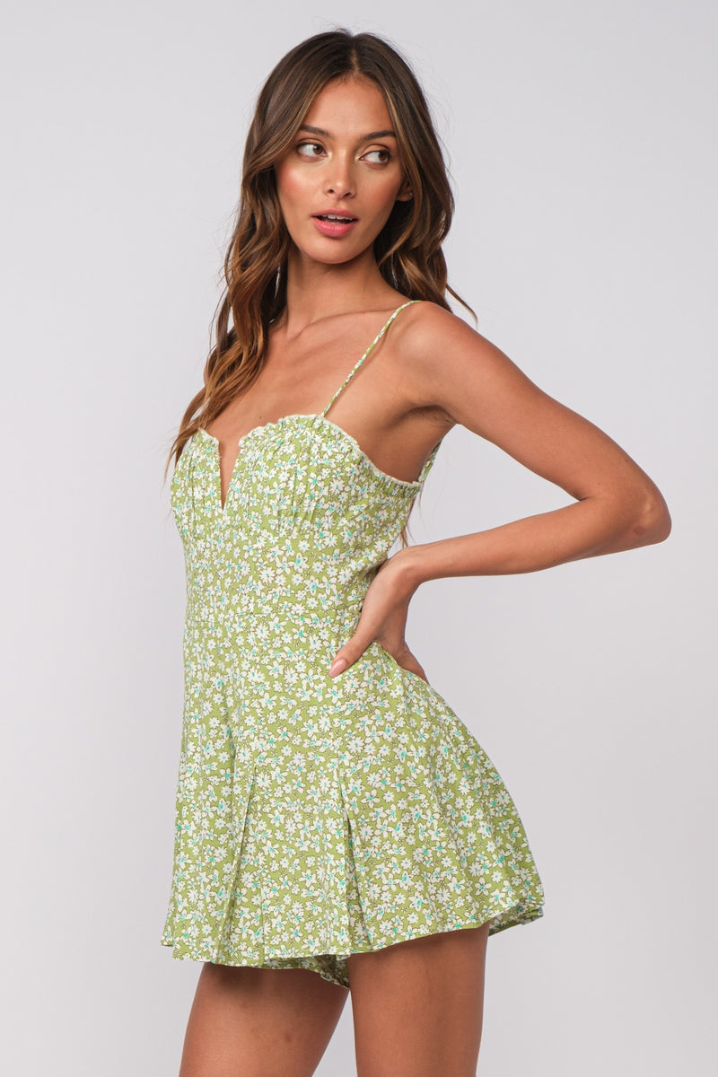 FLORAL PRINT ROMPER - STAY GREEN
