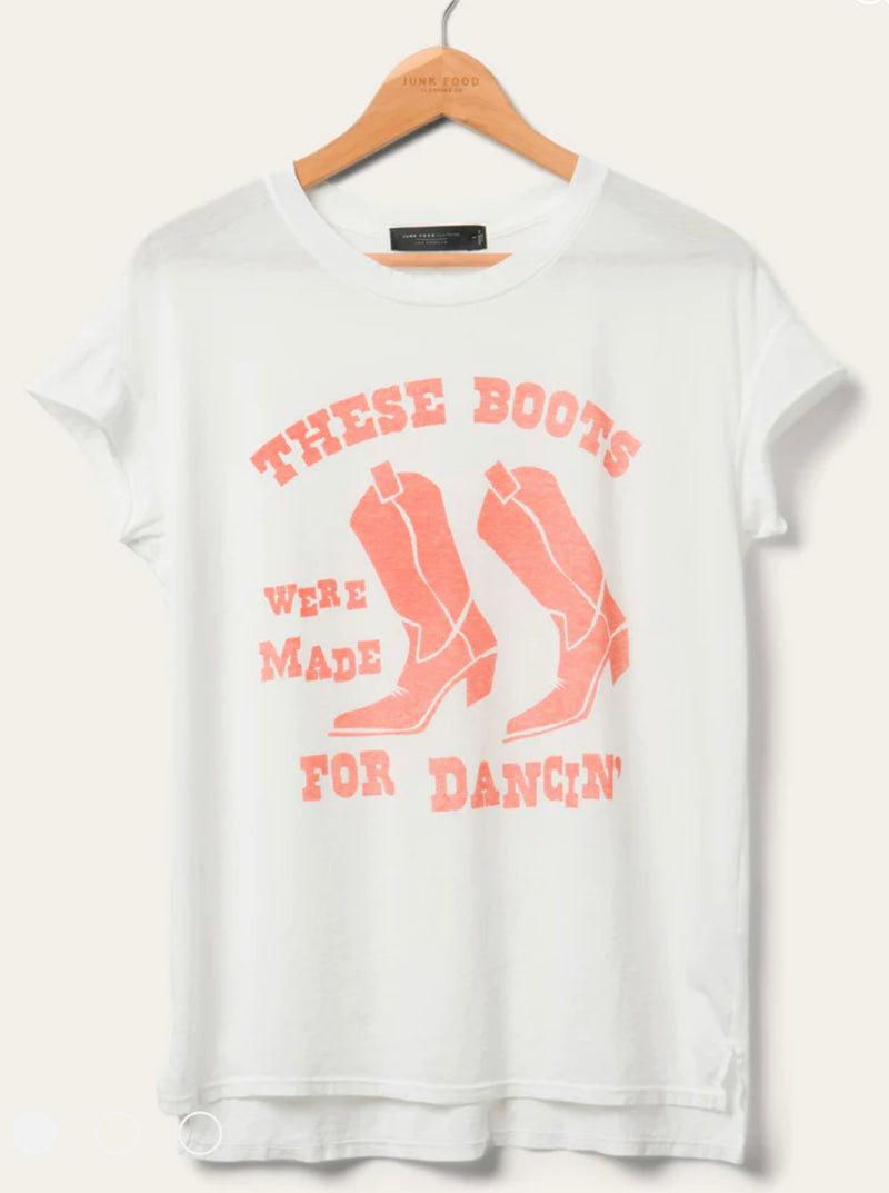 JUNK FOOD "THESE BOOTS WERE MADE FOR DANCIN" TEE - VINTAGE WHITE