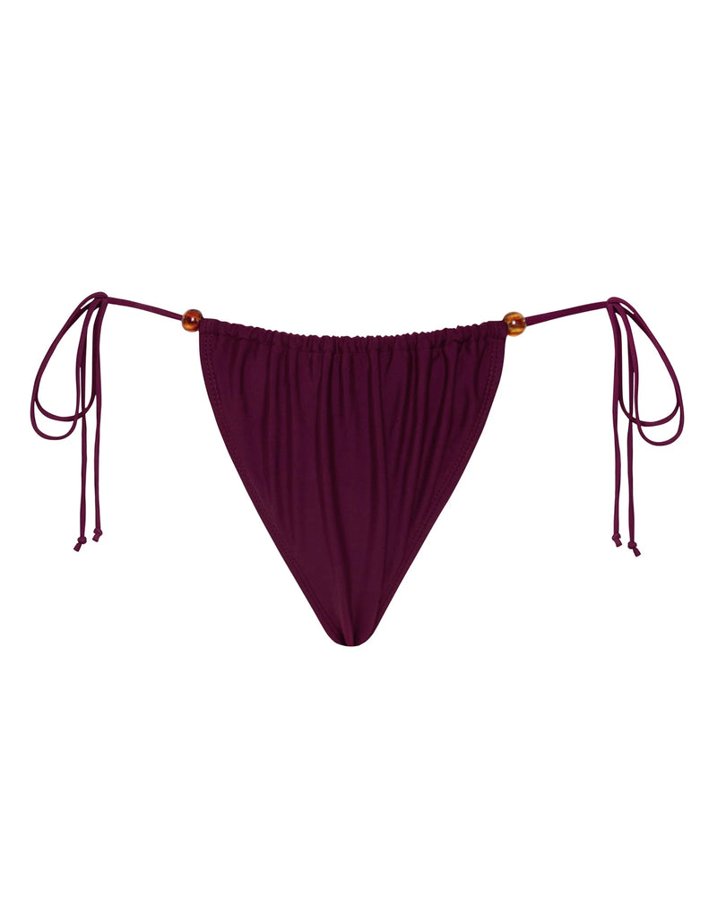 MOTEL ROCKS LEYNA BEADED BIKINI BOTTOM - BURGUNDY