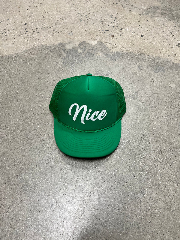 SANTA'S LIST "NICE" BASEBALL HAT - GREEN