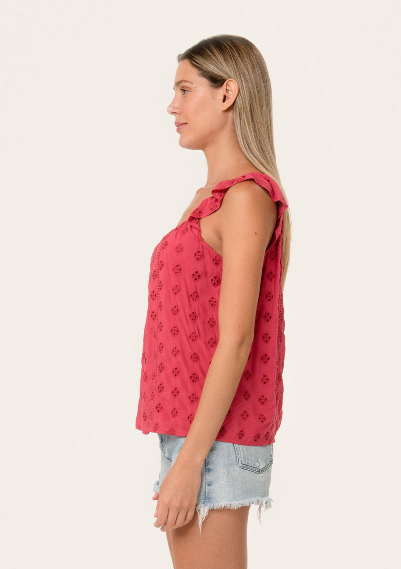 BIJOU BUTTON FRONT TOP - FUCSHIA