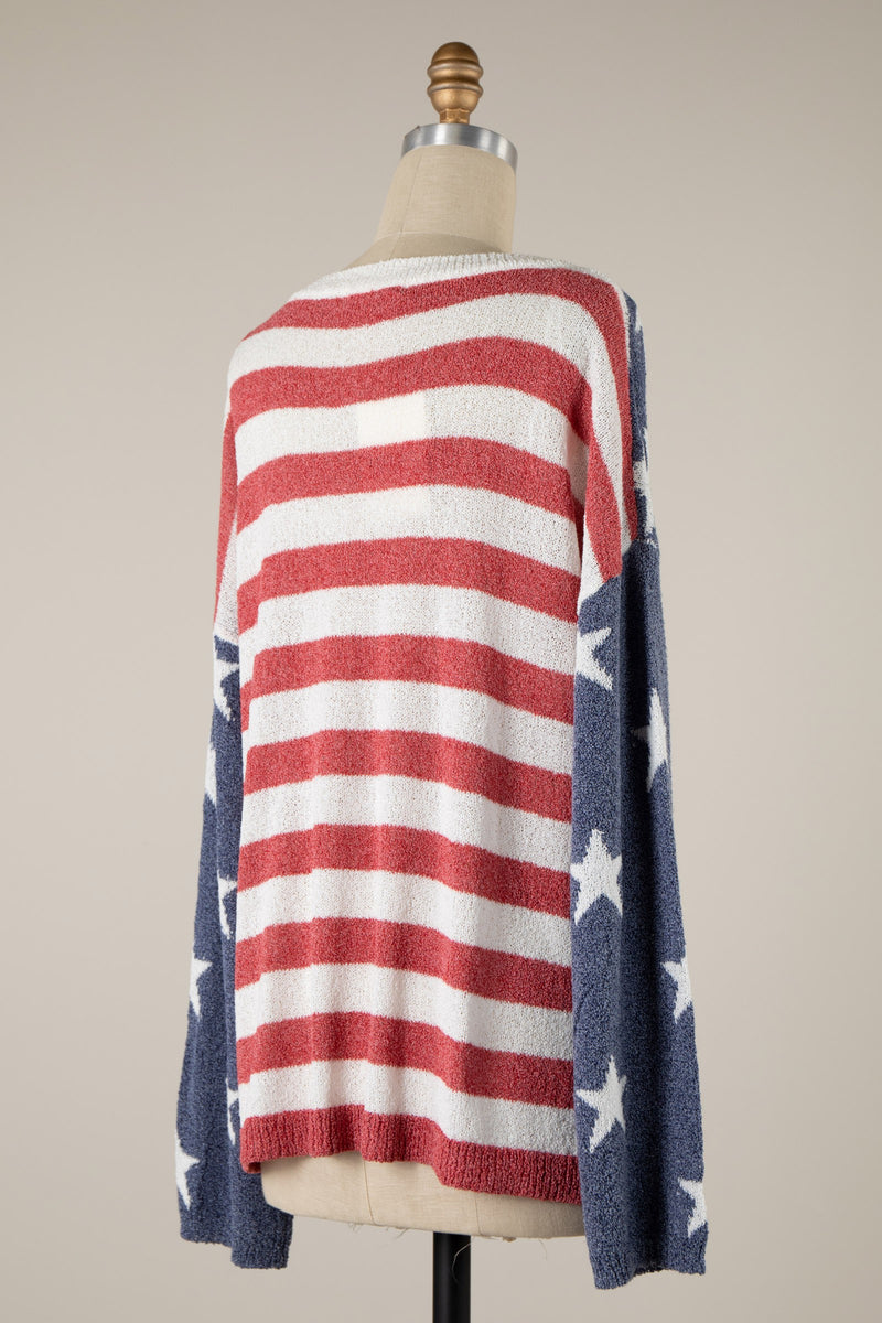 AMERICAN FLAG KNIT SWEATER - RED/WHITE/BLUE