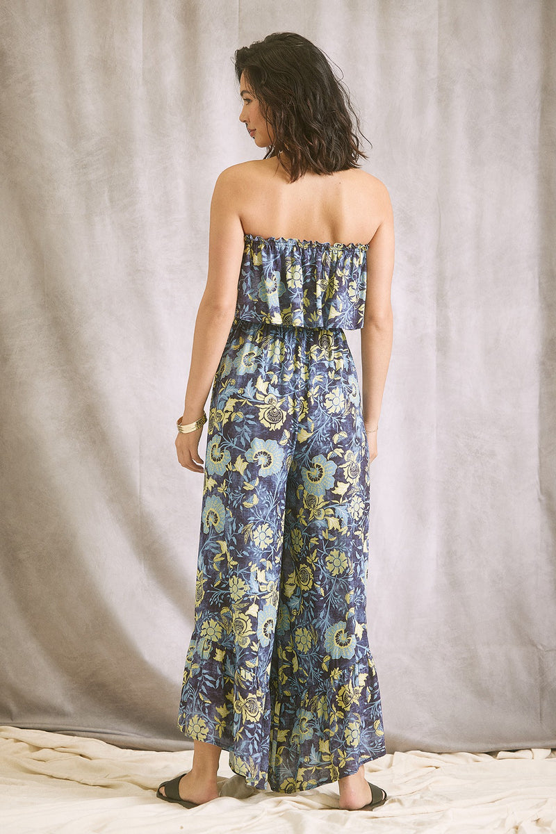 WIDE LEG STRAPLESS JUMPSUIT - MIDNIGHT