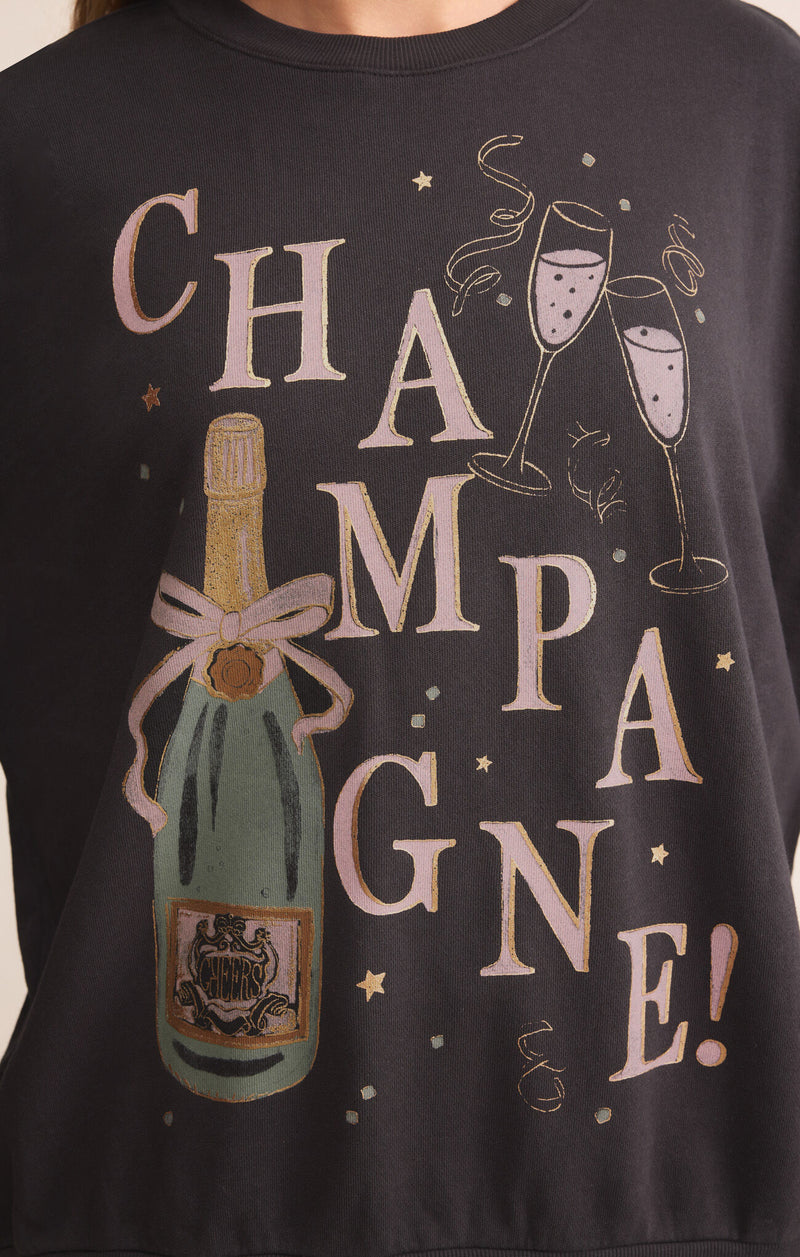 Z SUPPLY CELEBRATE SUNDAY SWEATSHIRT - BLACK SAND