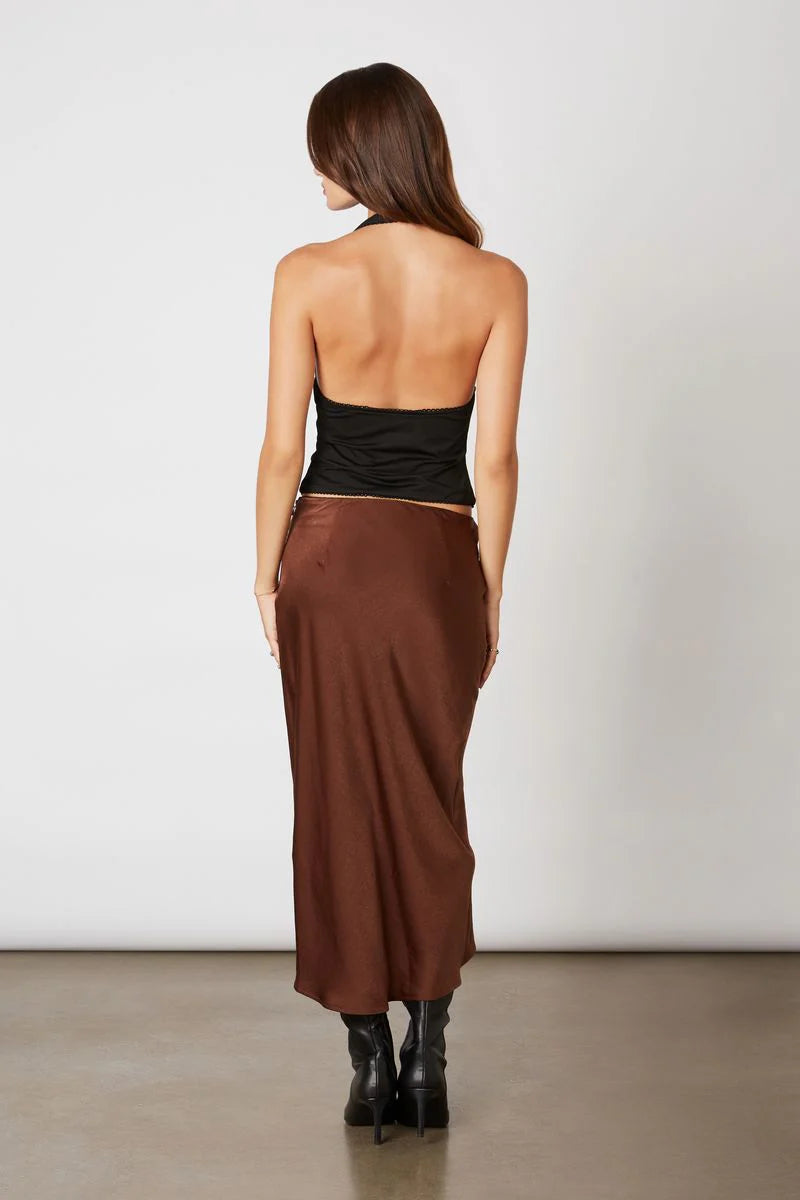 BIAS MIDI SKIRT - CHOCOLATE