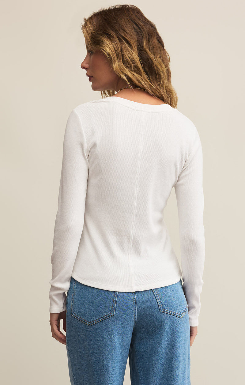 Z SUPPLY SIRENA RIB LONG SLEEVE TEE - WHITE