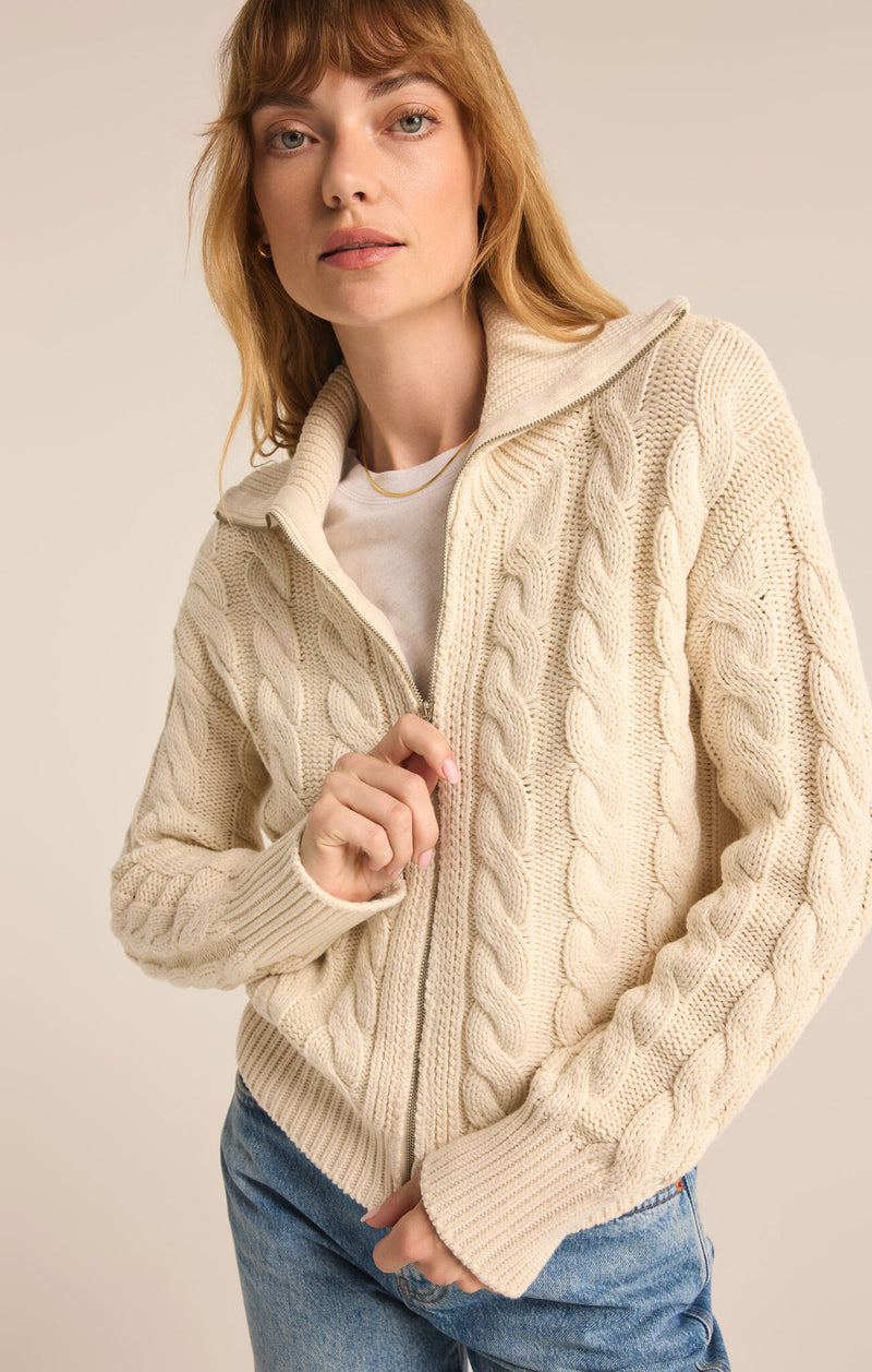 Z SUPPLY HEMINGWAY CABLE CARDIGAN - SEA SALT