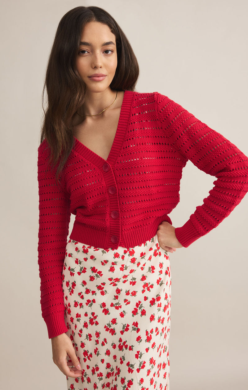 Z SUPPLY ROMANCE CARDIGAN - CHERRY