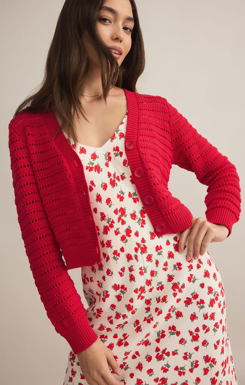 Z SUPPLY ROMANCE CARDIGAN - CHERRY