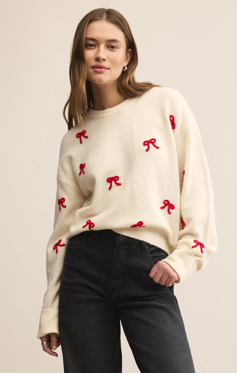 Z SUPPLY TIE THE RIBBON SWEATER - WARM WHITE