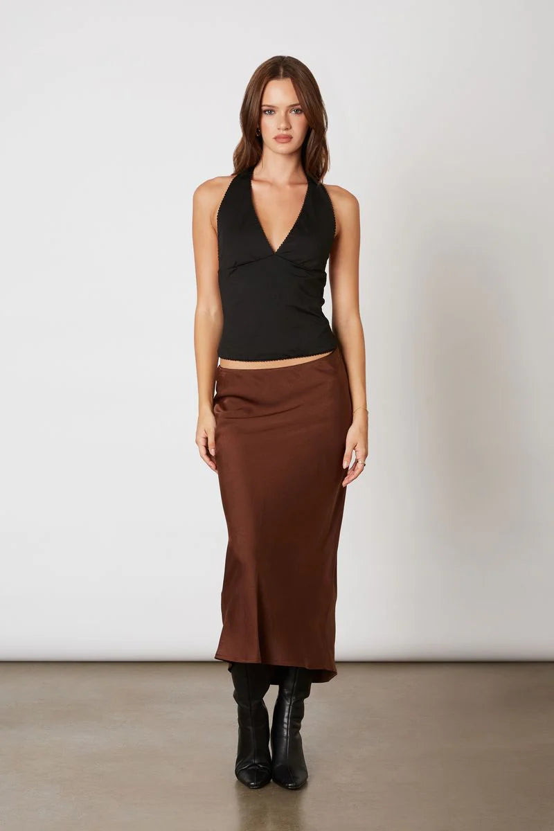 BIAS MIDI SKIRT - CHOCOLATE