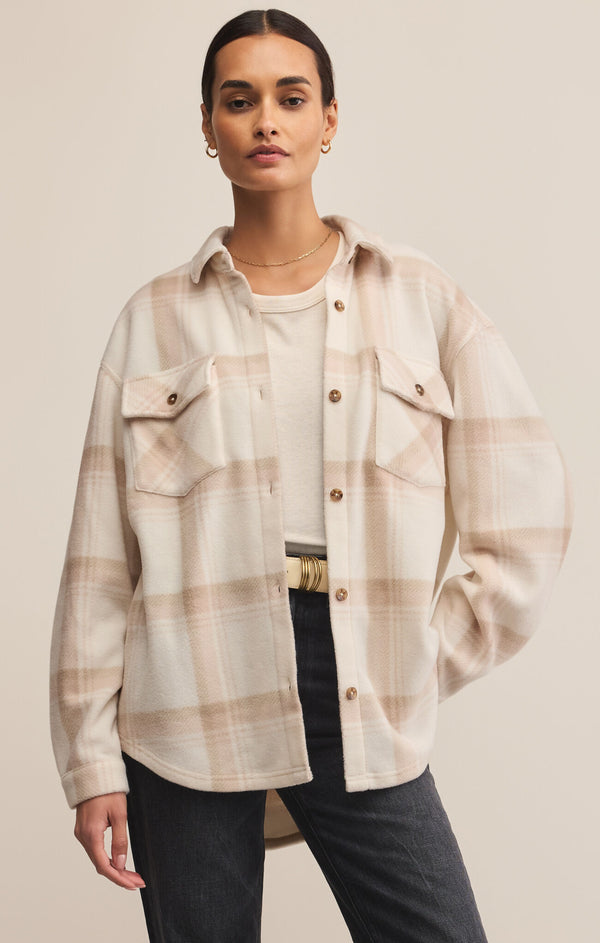 Z SUPPLY HIKER TWO TONED FLEECE JACKET - SMOKEY