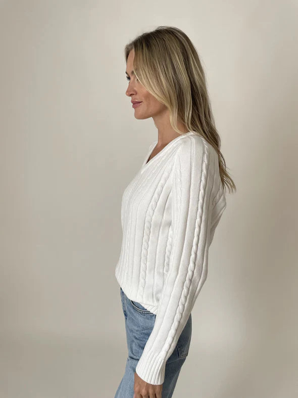 THE CHARLIE CABLE SWEATER - WHITE