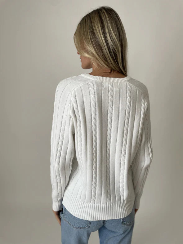 THE CHARLIE CABLE SWEATER - WHITE