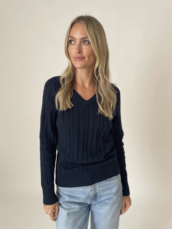 THE CHARLIE CABLE SWEATER - NAVY