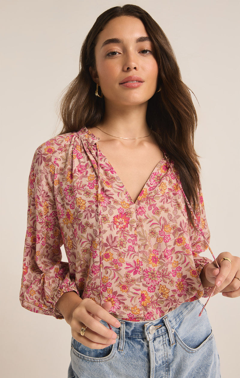 Z SUPPLY CARINE LIMA FLORAL TOP - CACTUS FLOWER