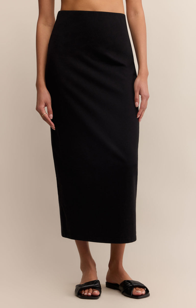 Z SUPPLY GAIL MIDI SKIRT - TRUE BLACK