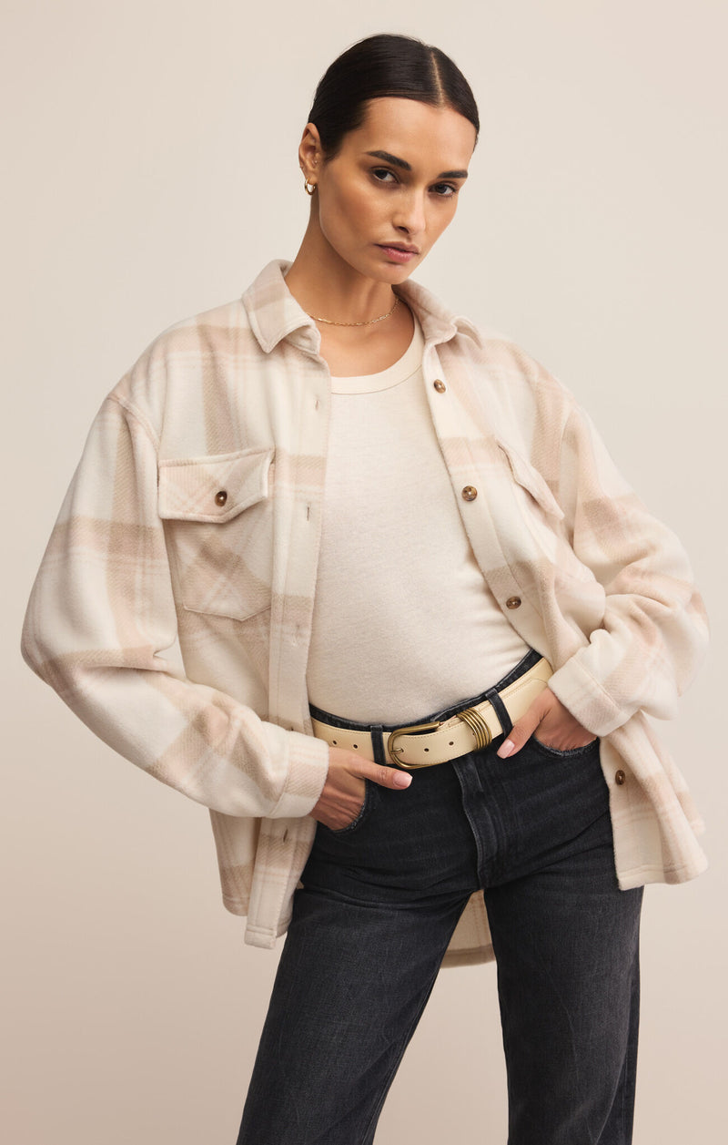Z SUPPLY HIKER TWO TONED FLEECE JACKET - SMOKEY