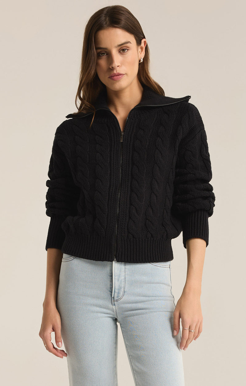 Z SUPPLY HEMINGWAY CABLE CARDIGAN - BLACK