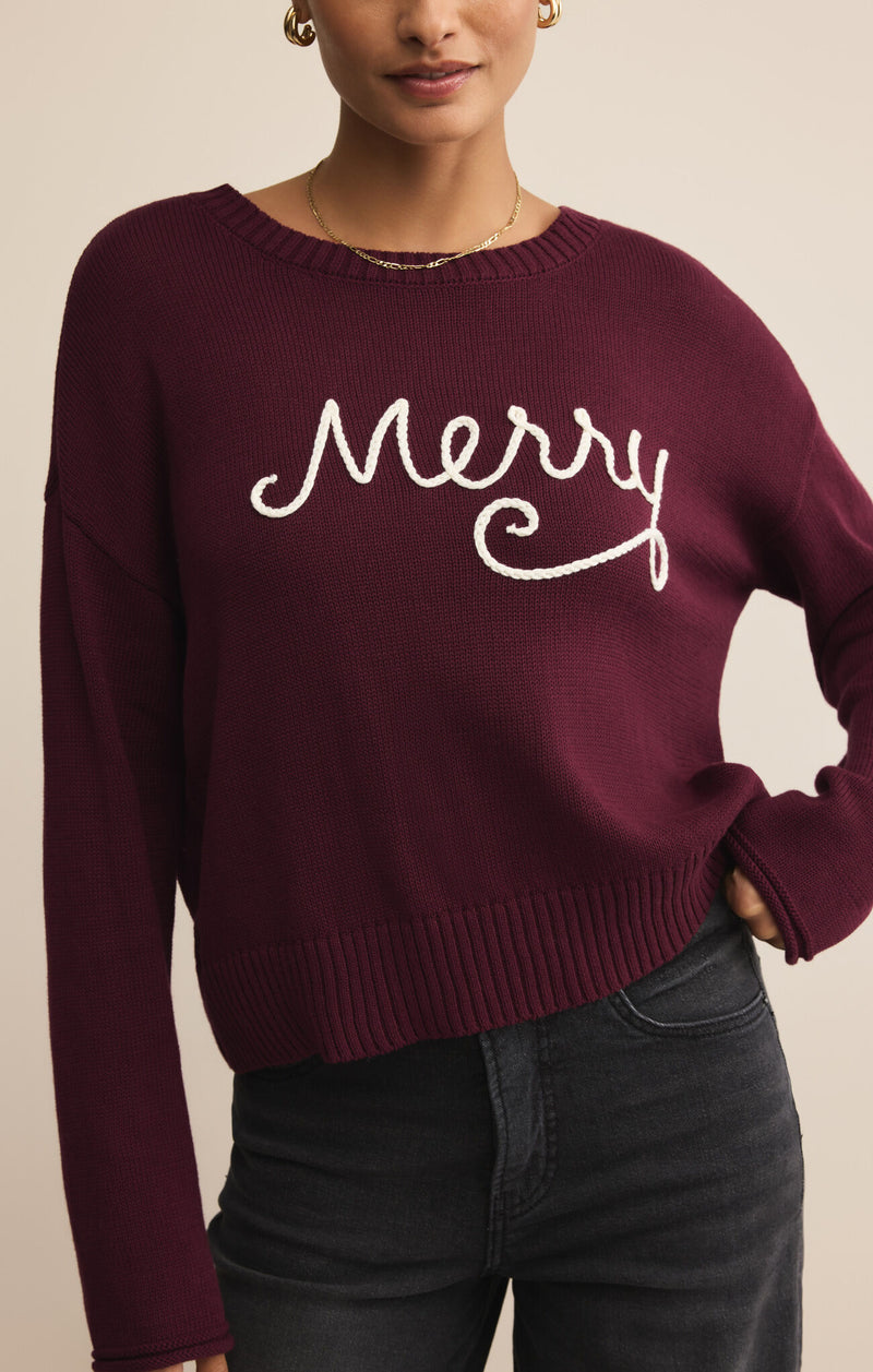 Z SUPPLY SIENNA MERRY SWEATER - MERLOT