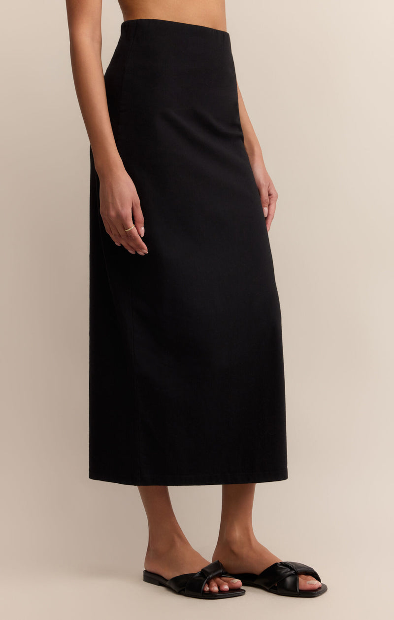Z SUPPLY GAIL MIDI SKIRT - TRUE BLACK