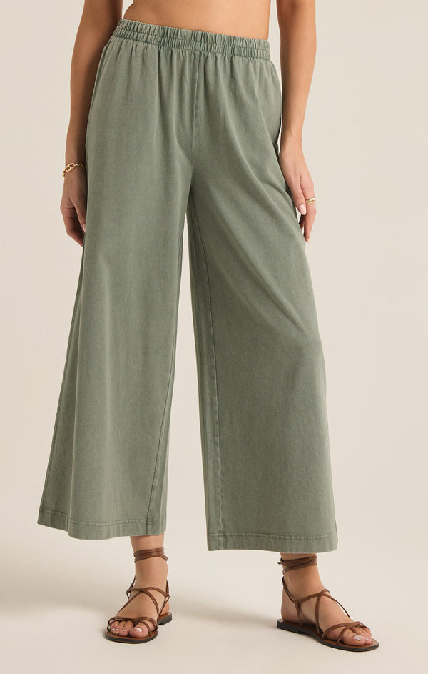 Z SUPPLY THE SCOUT JERSEY FLARE PANT - PALM GREEN