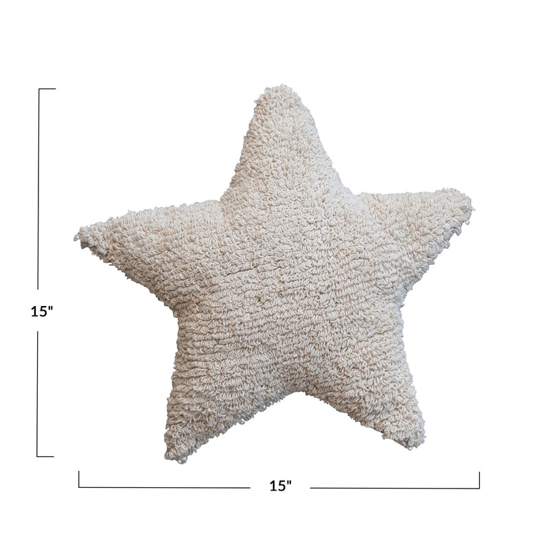 COTTON TUFTED STAR PILLOW - NATURAL