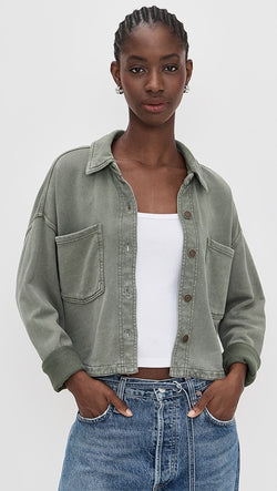 Z SUPPLY ALL DAY CROPPED KNIT JACKET - HUNTER GREEN