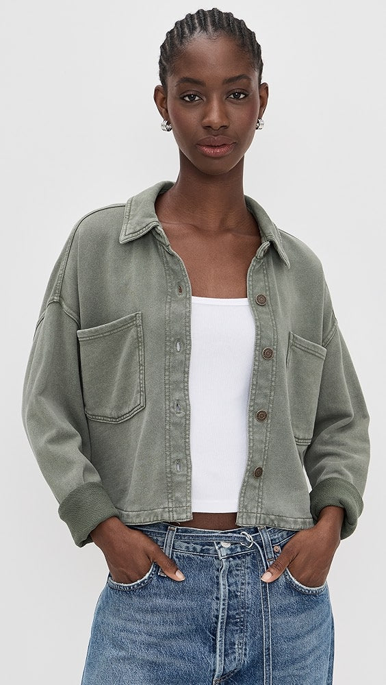 Z SUPPLY ALL DAY CROPPED KNIT JACKET - HUNTER GREEN