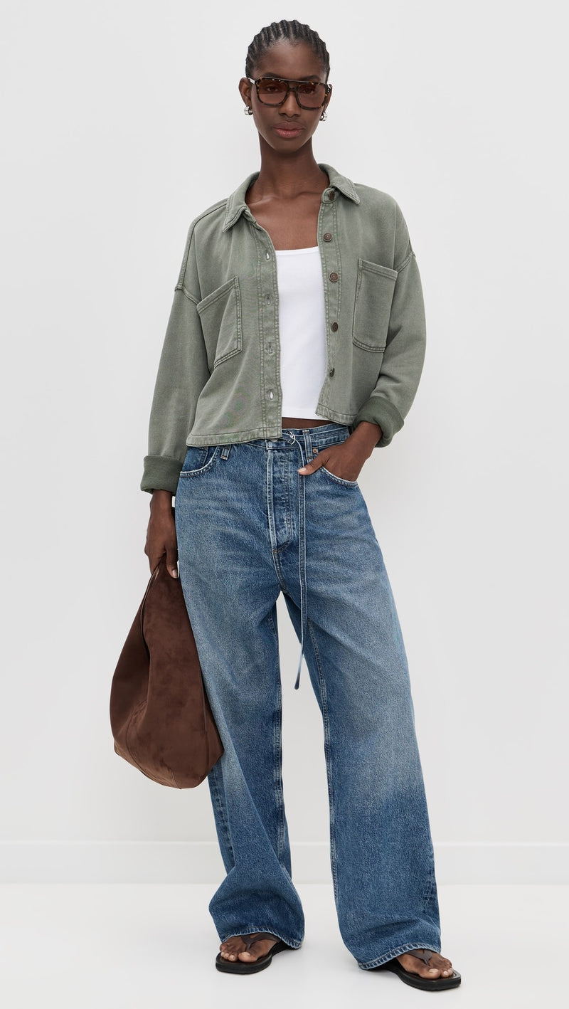 Z SUPPLY ALL DAY CROPPED KNIT JACKET - HUNTER GREEN