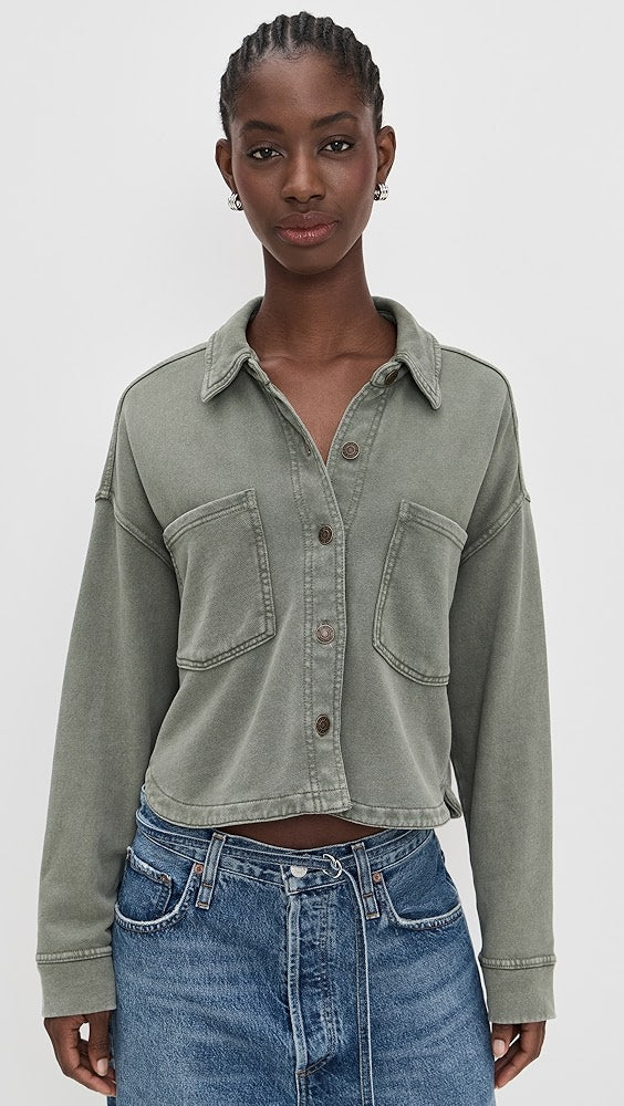 Z SUPPLY ALL DAY CROPPED KNIT JACKET - HUNTER GREEN