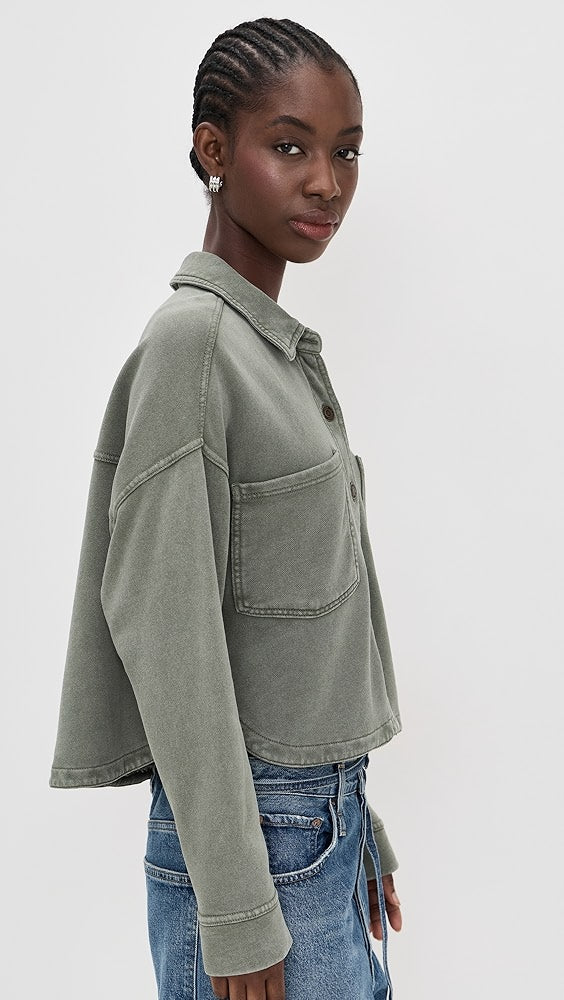 Z SUPPLY ALL DAY CROPPED KNIT JACKET - HUNTER GREEN