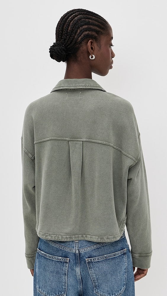 Z SUPPLY ALL DAY CROPPED KNIT JACKET - HUNTER GREEN