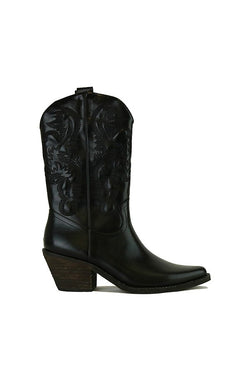 EMBROIDERED WESTERN STYLE COWBOY BOOTS - BLACK