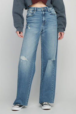 NORI HIGH RISE CROP WIDE LEG JEAN - MEDIUM DARK