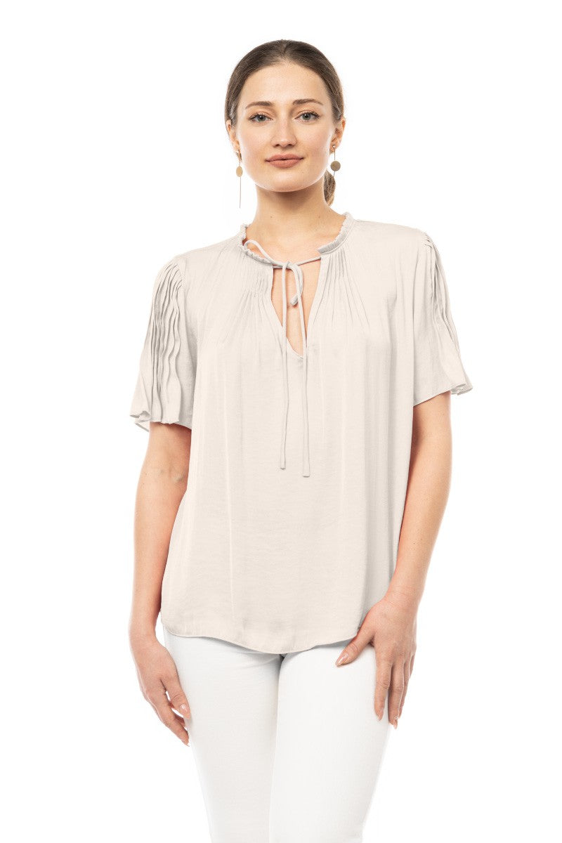 FLUTTER SLEEVE TOP - PAPYRUS