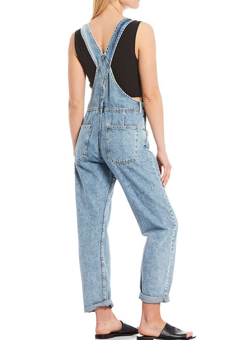 FREE PEOPLE ZIGGY DENIM OVERALLS POWDER BLUE CAllie Girl Boutique