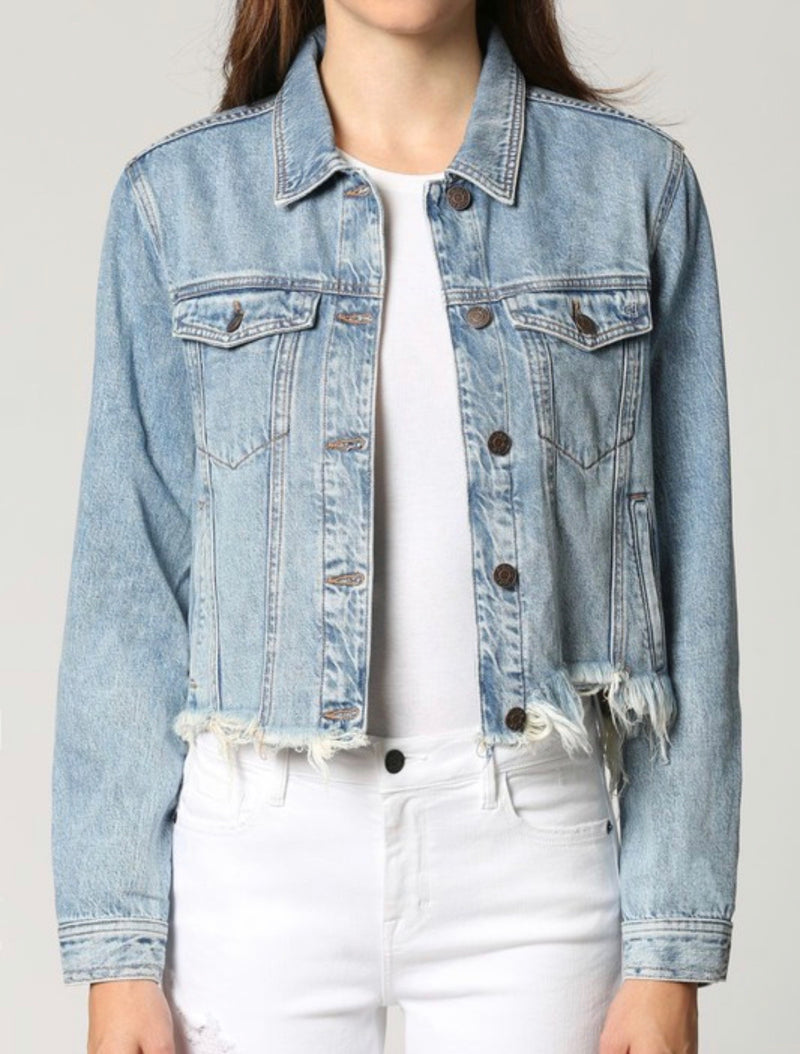 CLASSIC CROPPED FITTED JACKET - MEDIUM BLUE