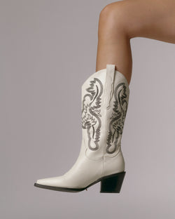 BILLINI WESTERN INSPIRED BOOT - BONE/BLACK