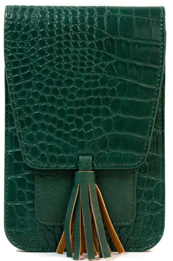 THE HARPER CROSSBODY BAG - EMERALD GREEN CROC