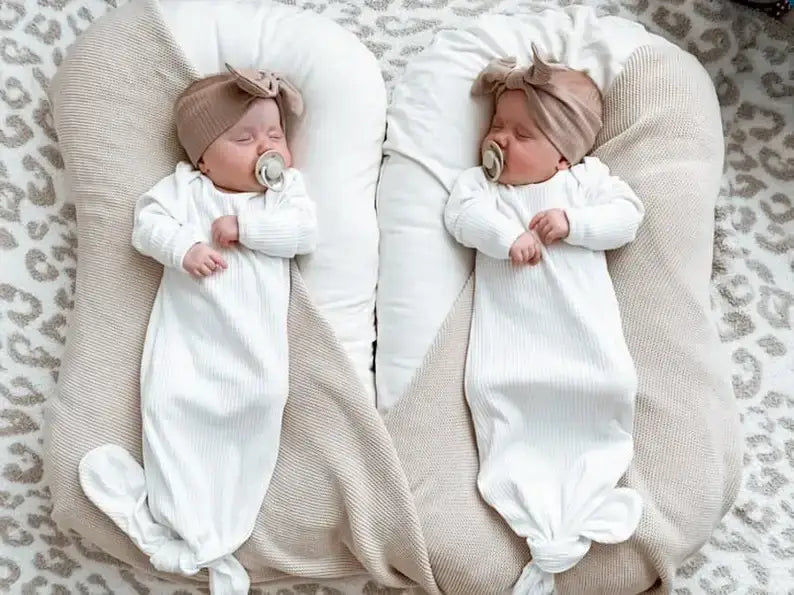 ORGANIC NEWBORN BABY KNOT GOWN - WHITE