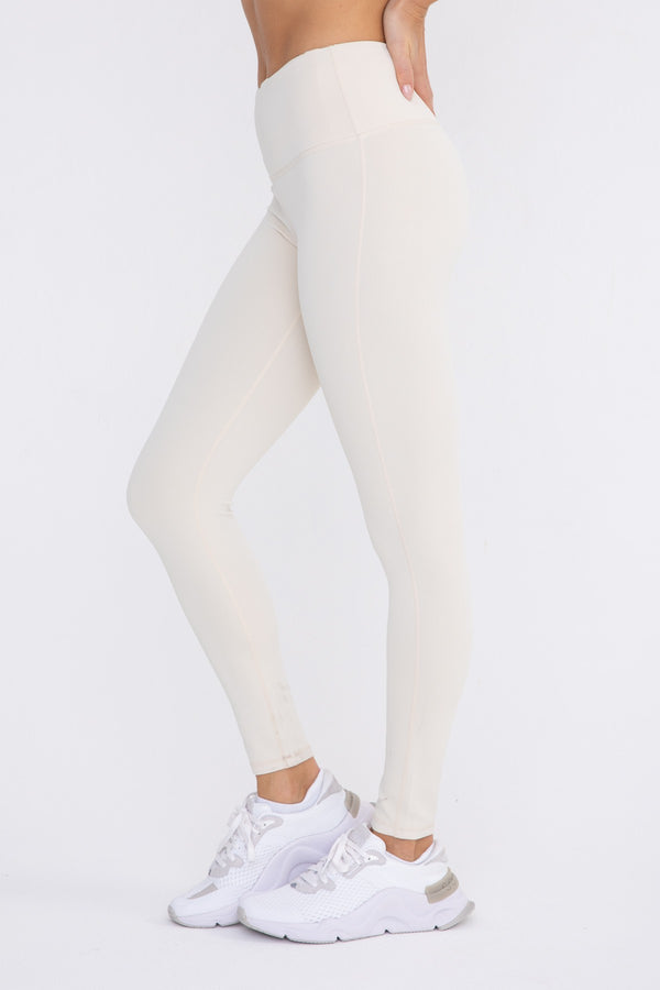JACQUARD RIBBED HIGH-WAIST LEGGINGS - NATURAL