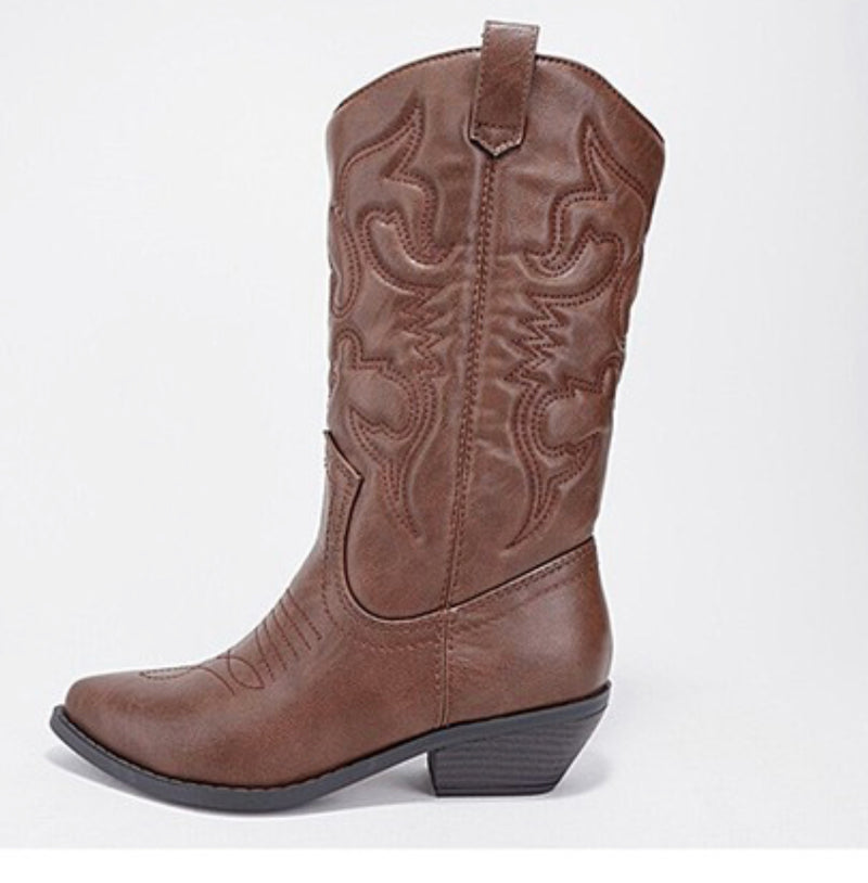 WESTERN COWGIRL BOOTS - BROWN