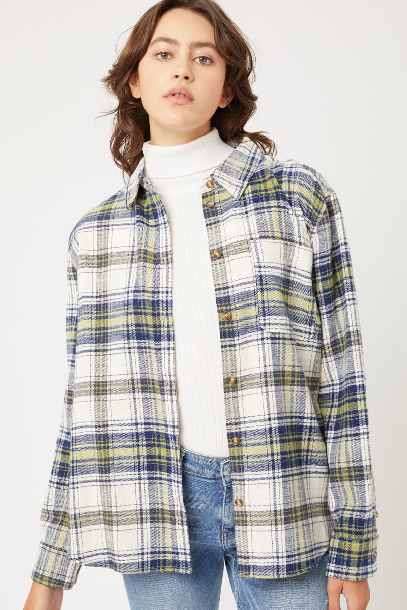 LIGHTWEIGHT PLAID FLANNEL - NAVY