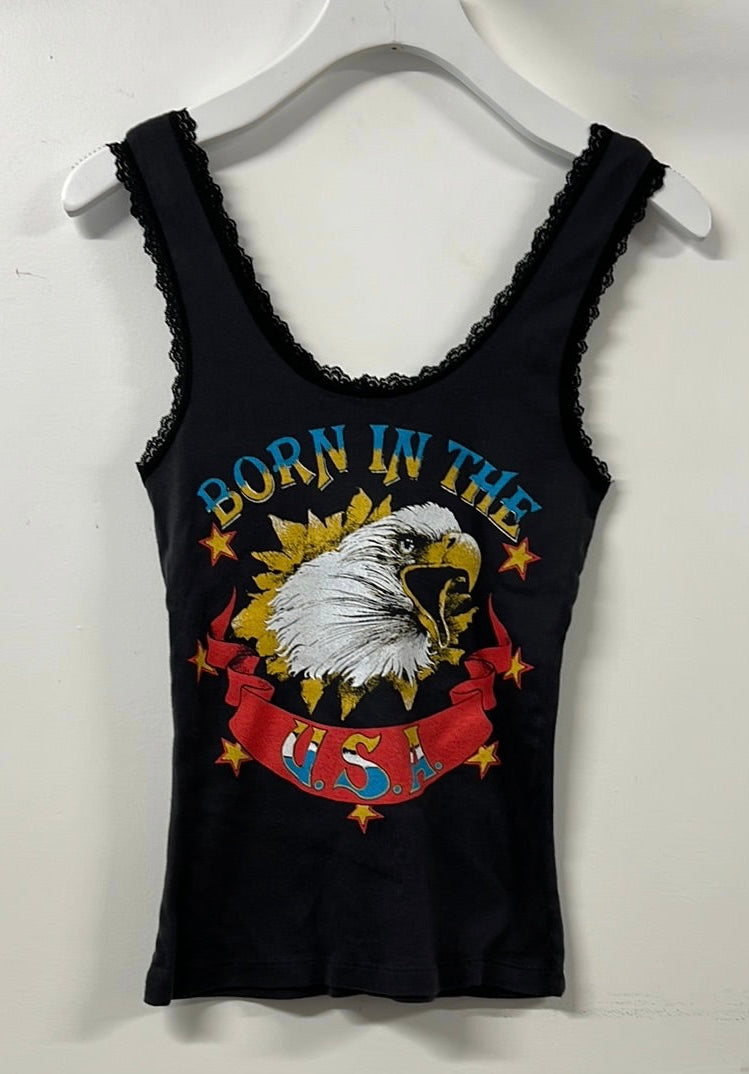 BANDIT BRAND BORN IN THE USA LACE TANK TOP - BLACK