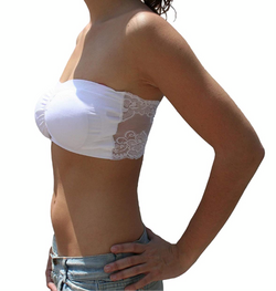 SEAMLESS BANDEAU WITH LACE BACK - WHITE