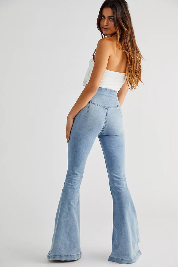 FREE PEOPLE VENICE BEACH FLARE JEANS - SPRING BLUE