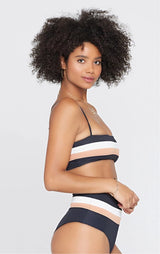 L SPACE REBEL STRIPE BIKINI TOP - BLACK/CREAM/CHESTNUT – CAllie