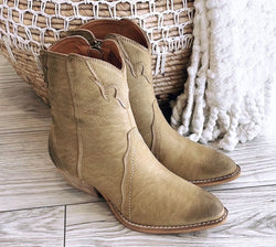WESTERN STYLE COWBOY BOOTIES - TAUPE