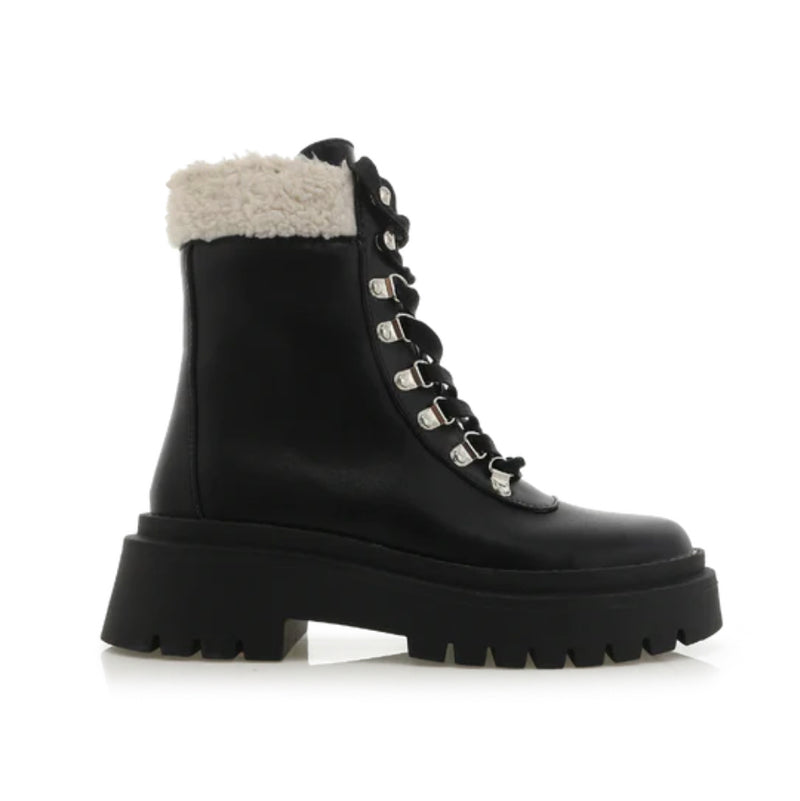 BILLINI FERRIA UTILITARIAN ANKLE BOOT - BLACK/CREAM